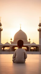 The Little Boy Meditating in Front of a Mosque