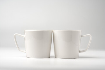 Blank white mugs mock up on white background