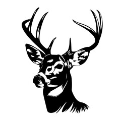 White tailed Deer Logo Monochrome Design Style