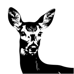 Fototapeta na wymiar White tailed Deer Logo Monochrome Design Style