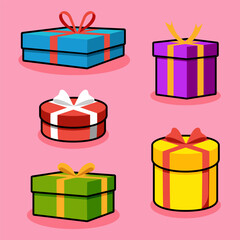 Obraz premium various gift box set, isolated on pink background