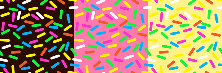 bright seamless pattern - sugar sprinkle sticks on colored glaze
