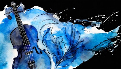 Serenade in Ink: Watercolor Symphony of Transparent Blues and Blacks"