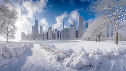 Winter's Embrace in the Chicago City