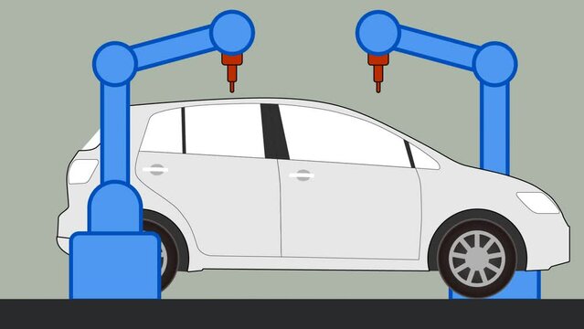自動車の車体を溶接する溶接ロボット