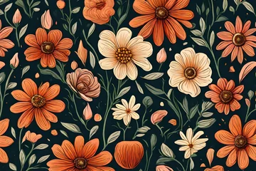 Fotobehang seamless floral pattern © Aniqa