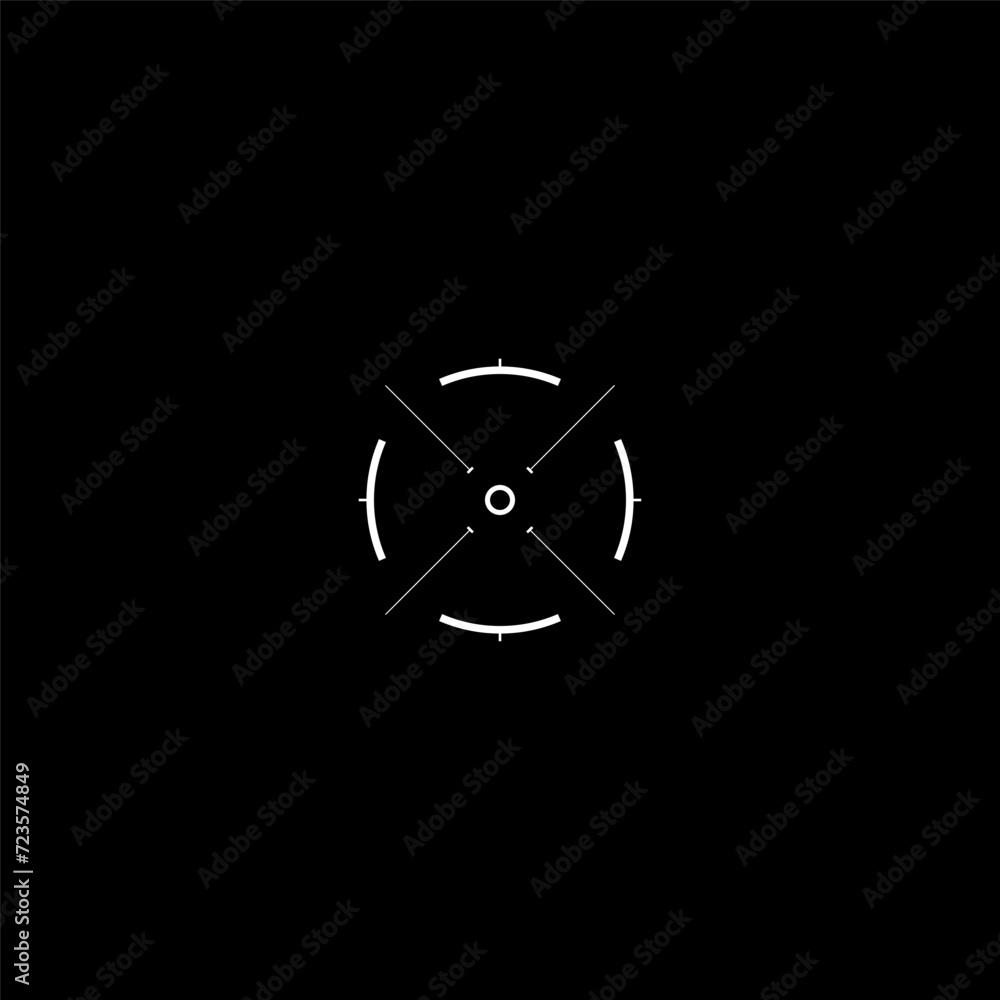 Poster cyberpunk target, hud aim, cyber sight, virtual interface. hud interface element for game. vector fu