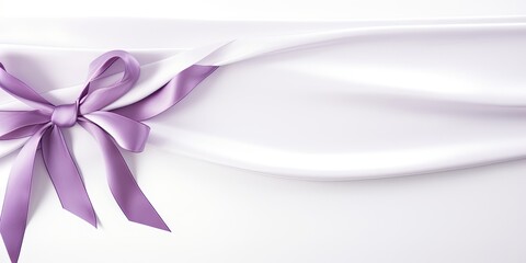 Purple Ribbon Lying on a White Background