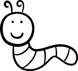 worm back to school equipment outline doodle