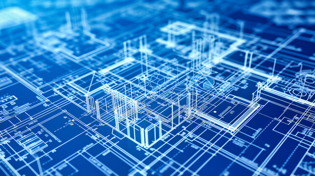 Engineering blueprint and construction design, architectural drawing in blue, modern technology and project planning concept