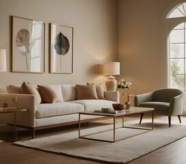 An elegant, understated setting with neutral colors and minimalist accents, radiating an air of refined simplicity and timeless beauty