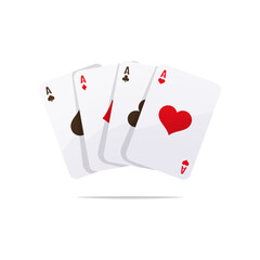 Set of four aces playing cards suits vector isolated.