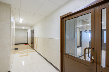interior public place, house entrance. doors, walls, corridors staircase