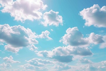 Pale blue square backdrop, mimicking a clear, sunny sky with realistic cloud formations