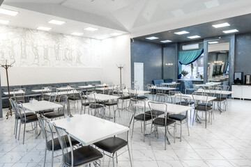 Interior of light colored canteen at the business center