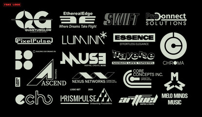 Fake logo collection vector. logotype set. sponsor decal of fake brands