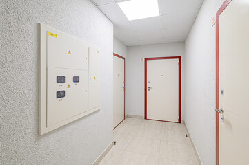 interior public place, house entrance. doors, walls, corridors staircase