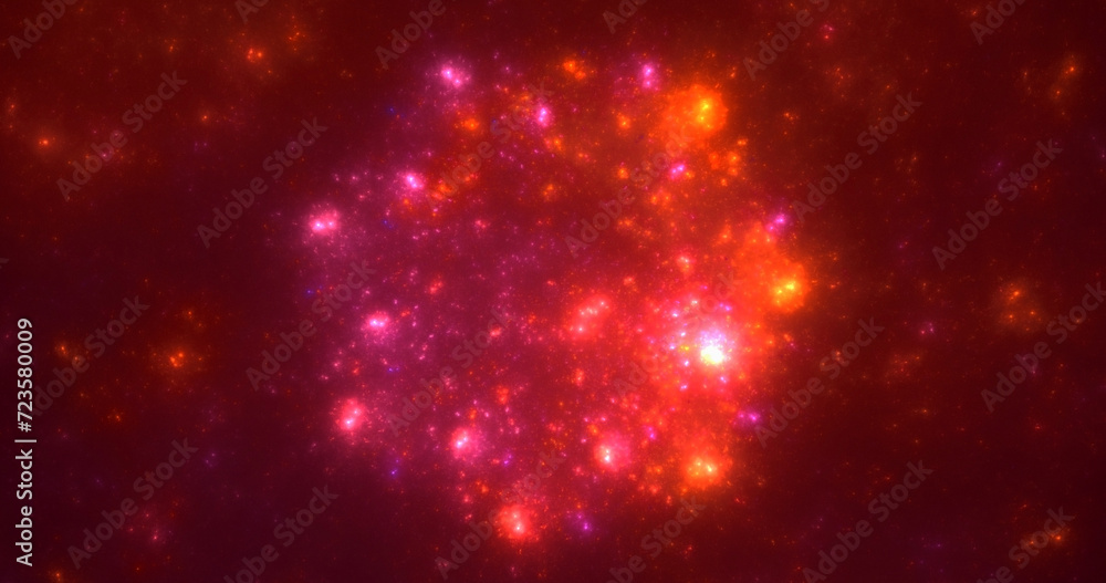 Poster 3d manual rendering abstract multicolor supernova fractal light background