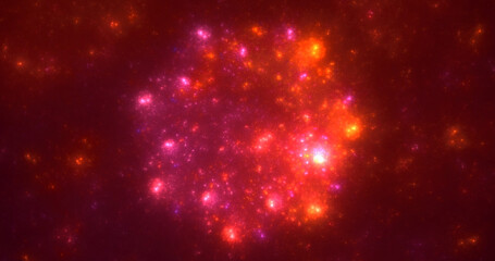 Fototapeta na wymiar 3D manual rendering abstract multicolor supernova fractal light background