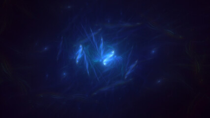 3D manual rendering abstract multicolor fractal light background