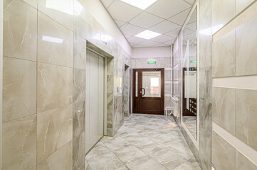 interior public place, house entrance. doors, walls, corridors staircase