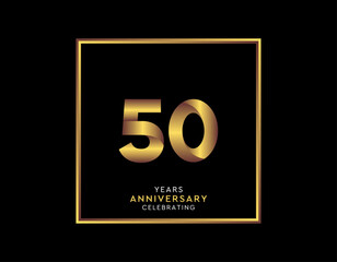 50 Year Anniversary With Gold Color Square