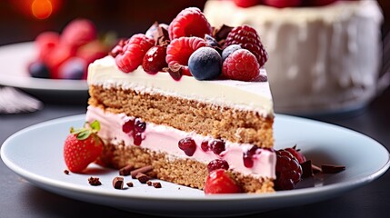 Delicious Raspberry and Blueberry Cake