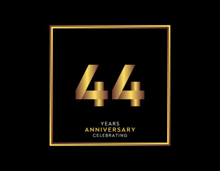 44 Year Anniversary With Gold Color Square