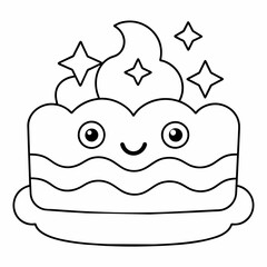 cake black and white vector illustration for coloring book	