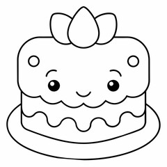 cake black and white vector illustration for coloring book	