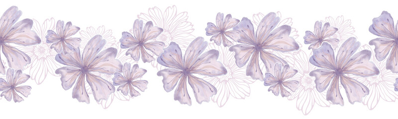 Watercolor flowers. A set of hand-painted abstract botanical illustrations. Isolated white flowers. Delicate wedding sets for postcards, banner sketches.