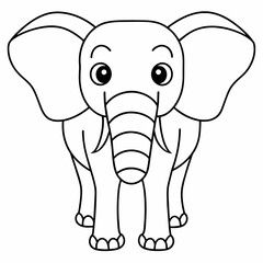 elephant black and white vector illustration for coloring book	