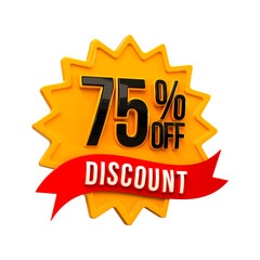 Special offer sale 75% discount sale tags 3d number concept discount promotion sale offer price sign