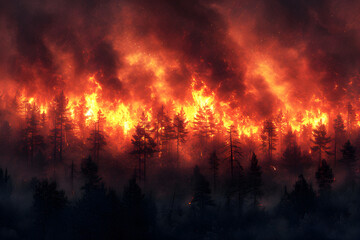 Fototapeta na wymiar Devastating Forest Fire Emergency