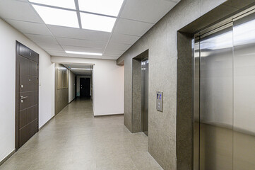 interior public place, house entrance. doors, walls, corridors staircase