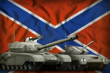 Novorossiya tank forces concept on the national flag background. 3d Illustration