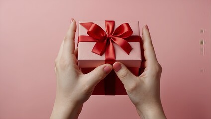 hand holding a gift box, Valentine's Day