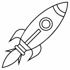 rocket black and white vector illustration for coloring book	