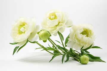 Naklejka na ściany i meble Bunch of white flowers with green stems