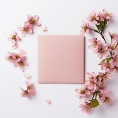 Fototapeta premium A Pink Heart-Shaped Frame with Flowers