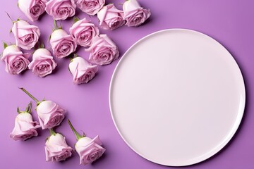 A Pure White Plate with a Slightly-Ruffled Rose