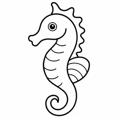 Fototapeta premium sea ​​horse black and white vector illustration for coloring book 