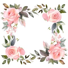 Aesthetic Pink and Green Floral Border