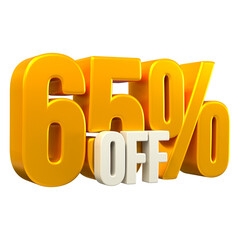Special offer sale 65% discount sale tags 3d number concept discount promotion sale offer price sign
