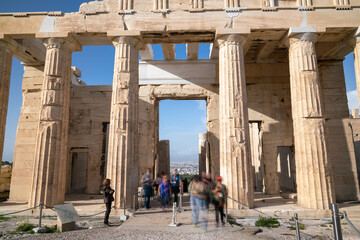 Propylaea gate on Athenian Acropolis in Athens, Greece