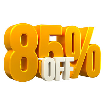 Special offer sale 85% discount sale tags 3d number concept discount promotion sale offer price sign