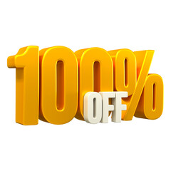 Special offer sale 100% discount sale tags 3d number concept discount promotion sale offer price sign