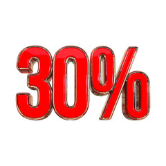 3d rendering of a red percent sign on white background