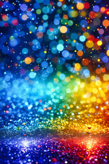 Glowing Abstract Background with Shiny Lights, Bokeh, and Colorful Patterns