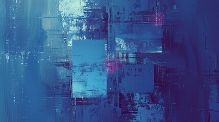 Azure blue square with an abstract, digital glitch effect, appearing as if viewed on a high-resolution screen